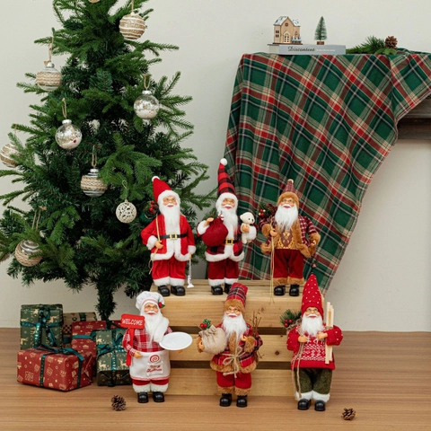 Staande Kerstman Pop Figuur Kerstversiering Ornament Traditionele Vakantie Standbeeld Cadeau Home Party Decor Feestelijke Tafelblad Display