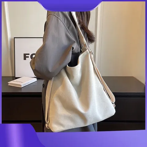 Damen Canvas Tragetasche Große Kapazität Verstellbarem Riemen Schultertasche Umhängetasche Minimalistisch Schule Pendler Handtasche
