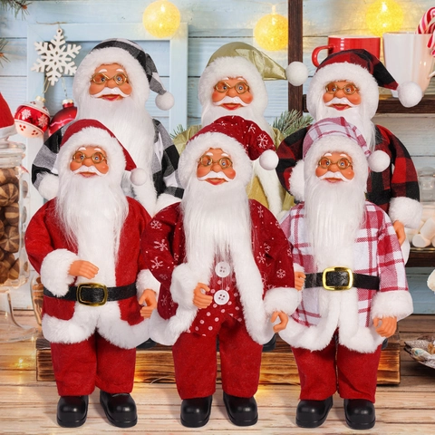 Traditionele Staande Kerstman Figuur Kerstversiering Feestelijke Pluche Pop Voor Thuisfeest Vakantie Ornament Veelkleurig