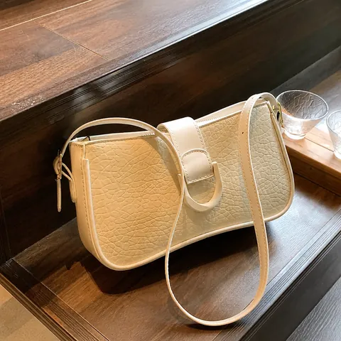 Modische Damen PU Leder Schulter Umhängetasche Mit Krokodilmuster D-Ring Schnalle Kleine Quadratische Baguette Tasche Für Den Alltag