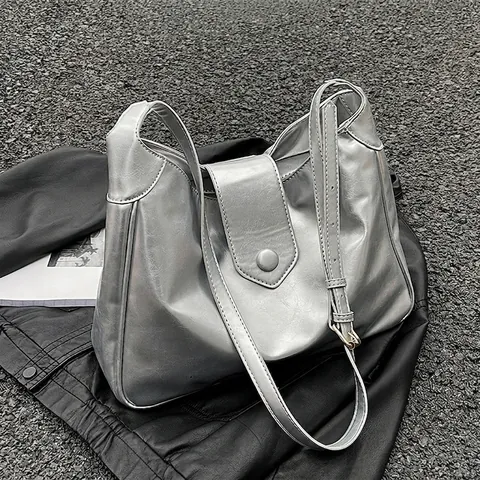 Bolso de Hombro de Cuero PU de Gran Capacidad para Mujer Bolso de Cubo Minimalista de Color Sólido para Uso Diario