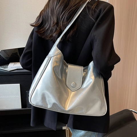 Bolso de Hombro de Cuero PU de Gran Capacidad para Mujer Bolso de Cubo Minimalista de Color Sólido para Uso Diario