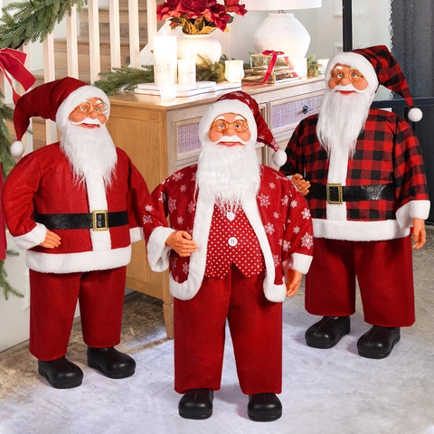Statuette Di Babbo Natale In Piedi Grandi Decorazioni Natalizie In Tessuto Peluche Realistiche Decorazione Casa Vintage