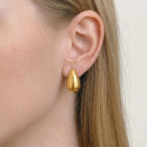 Orecchini A Lobo Goccia D'acqua Placcati Oro Acciaio Inossidabile 304 Impermeabile Ipoallergenico Gioielli Minimalisti Donna