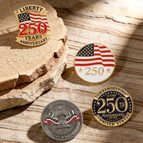 USA Anniversary Commemorative Brooch Pin Zinc Alloy 3D Relief Liberty Bell Badge Rhinestone Enamel Patriotic Jewelry Set For Independence Day Unisex