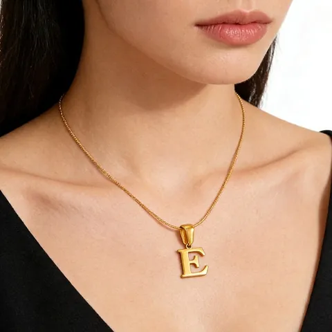 Collana Con Ciondolo Lettera Iniziale Acciaio Inossidabile Placcato Oro 18K Catena A Serpente Gioielli Minimalisti Da Donna