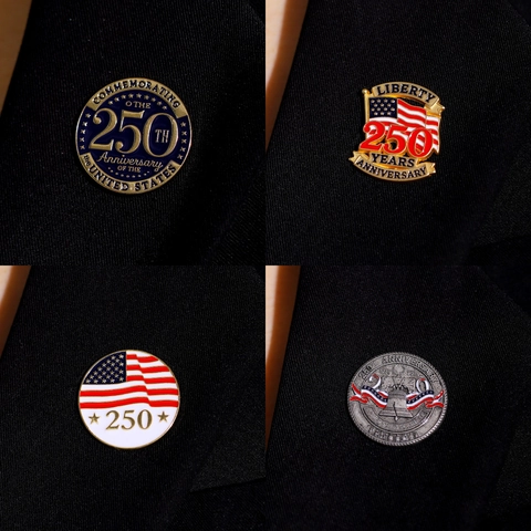 United States 250th Anniversary Memorial Badge Zinc Alloy Oil Drip Lapel Pin Independence Day Liberty Bell Flag Brooch