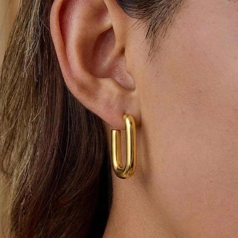 Minimalistische Geometrische U-Vormige Oorbellen 18K Verguld 304 Roestvrij Staal Waterdicht Hypoallergene Moderne Sieraden Voor Dames