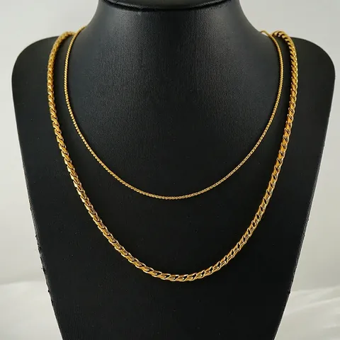 Collar De Cadena De Acero Inoxidable Minimalista Chapado En Oro Cadenas De Cuerda Trigo S-Link Joyería Unisex