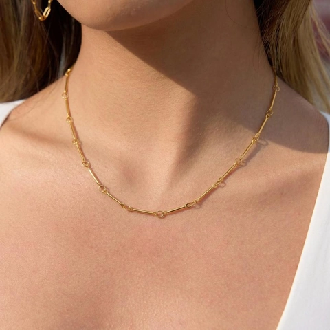 Set Gioielli Acciaio Inossidabile Placcato Oro 18K Collana E Bracciale Per Donna Impermeabile Ipoallergenico