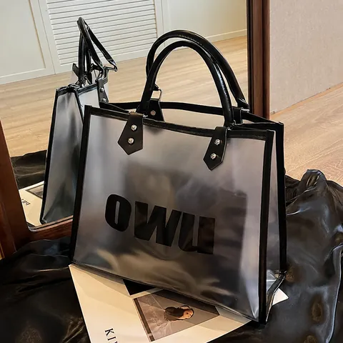 Large Capacity Transparent PVC Tote Bag With Inner Pouch For Women Minimalist Clear Shoulder Bag Fashion Waterproof Travel Handbag