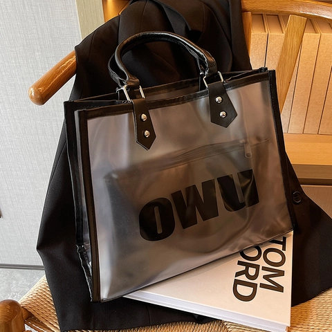 Large Capacity Transparent PVC Tote Bag With Inner Pouch For Women Minimalist Clear Shoulder Bag Fashion Waterproof Travel Handbag