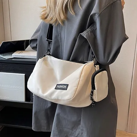 Women Large Capacity Nylon Shoulder Bag With Detachable Mini Pouch Casual Travel Crossbody Bag Retro Pillow Bag For Lady Commuting