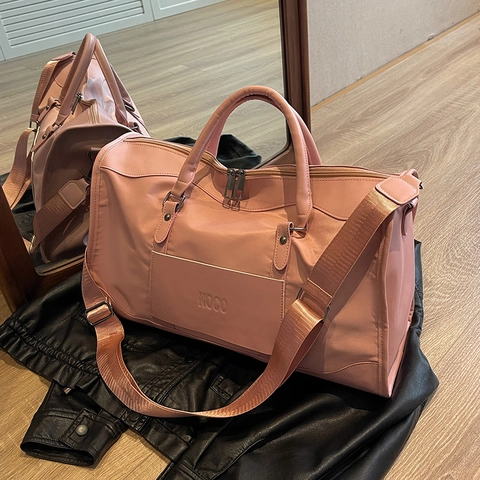 Bolso de Viaje de Cuero PU de Gran Capacidad para Mujer Bolso Deportivo Retro para Fin de Semana Gimnasio Con Correa Ajustable
