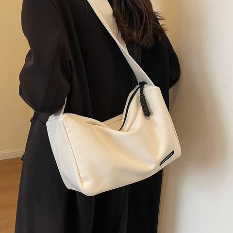 Bolso de Hombro de Lona Vintage para Mujer Gran Capacidad Bolso Hobo Minimalista Bolso Bandolera Versátil Correa Ancha Diario Viaje Bolso de Mano
