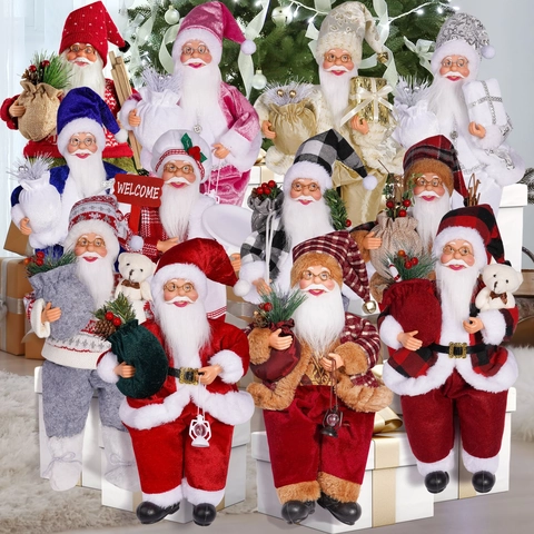 Weihnachtsmann Puppe Weihnachtsschmuck Plüsch Sitzende Weihnachtsmann Figur Mit Geschenktüte Bär Laterne Für Haus Kamin Deko