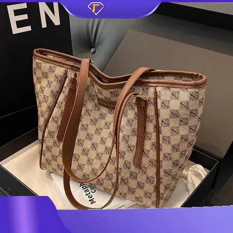 Borsa Tote da Donna Retro a Scacchiera Grande Capacità in Pelle PU Borsa a Spalla per Pendolari Viaggio Moda Vintage