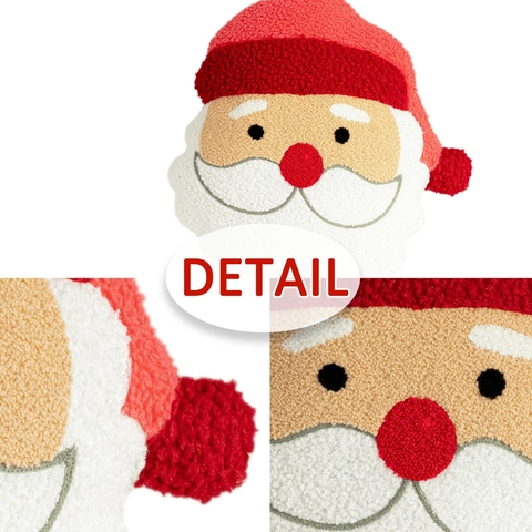 Christmas Santa Claus Shaped Decorative Pillow Soft Polyester Textured Plush Cushion For Home Holiday Decor Party Ornament