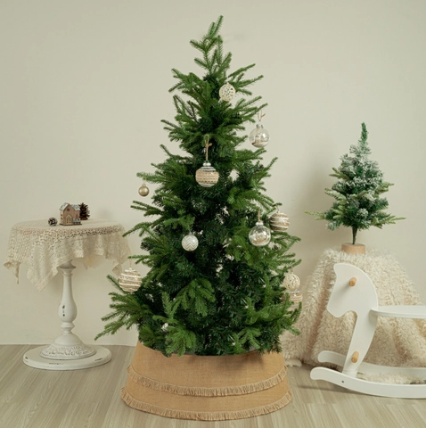 Natürliche Jute Weihnachtsbaum Manschette Mit Doppelten Fransen Rustikaler Weihnachtsbaum Rock Alternative Für Feiertagsdeko