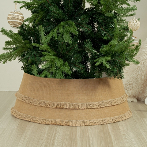 Natürliche Jute Weihnachtsbaum Manschette Mit Doppelten Fransen Rustikaler Weihnachtsbaum Rock Alternative Für Feiertagsdeko