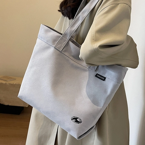 Bolso Tote de Lona para Mujer Gran Capacidad Minimalista Casual Bolso de Hombro Grande Bolso de Mano para Escuela Viaje Diario