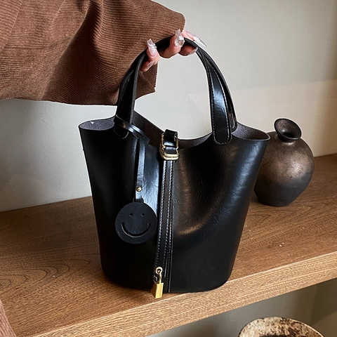 Mode Damen PU Leder Beuteltasche Mit Goldener Schloss Retro Große Kapazität Schulter Umhängetasche Vielseitige Handtasche