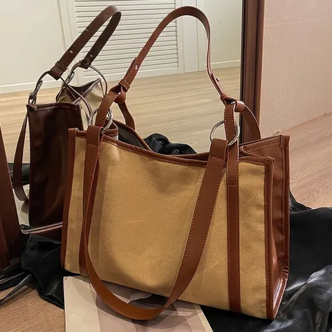 Große Kapazität Tote Bag PU Leder Textur Schultertasche Minimalistisch Pendeln Handtasche Für Damen Vintage Casual Tasche