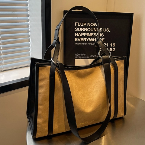 Große Kapazität Tote Bag PU Leder Textur Schultertasche Minimalistisch Pendeln Handtasche Für Damen Vintage Casual Tasche