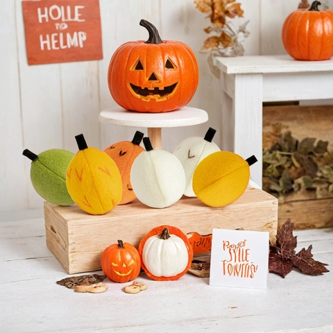 Ornamenti Zucca in Feltro Fatti a Mano Per Ringraziamento Autunno Raccolto Halloween Festa Casa Arredamento Multicolore