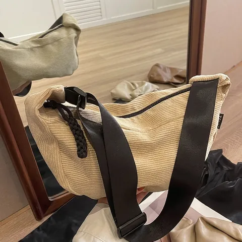 Borsa a Tracolla da Donna in Velluto a Coste Grande Capacità Mezzaluna Borsa Spalla Tracolla Larga Vintage Hobo per Viaggio