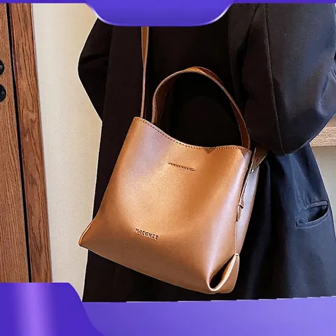 Bolso Bombonera de Cuero PU para Mujer Simple Retro Grano de Lichi Bolso de Mano Bandolera Ajustable Casual de Hombro