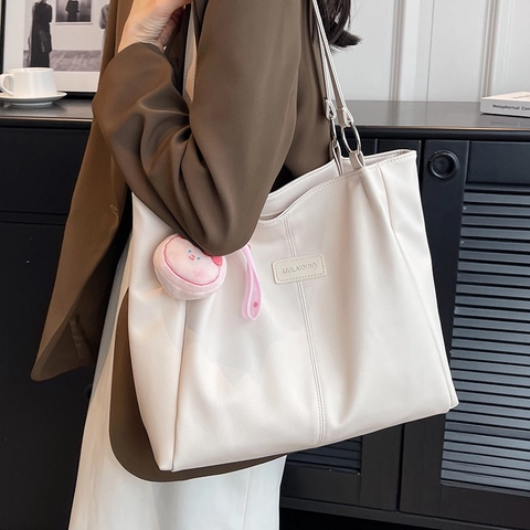 Borsa Tote Da Donna Di Grande Capacità In Pelle PU Con Cuciture Minimaliste Tinta Unita Borsa A Spalla Per Pendolari Quotidiana Semplice Alla Moda