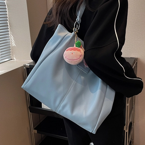 Borsa Tote Da Donna Di Grande Capacità In Pelle PU Con Cuciture Minimaliste Tinta Unita Borsa A Spalla Per Pendolari Quotidiana Semplice Alla Moda