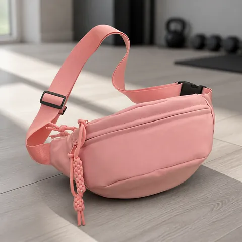 Women Casual Canvas Waist Bag Solid Color Street Style Chest Bag With Adjustable Strap Braided Zipper Pull Crossbody Bag