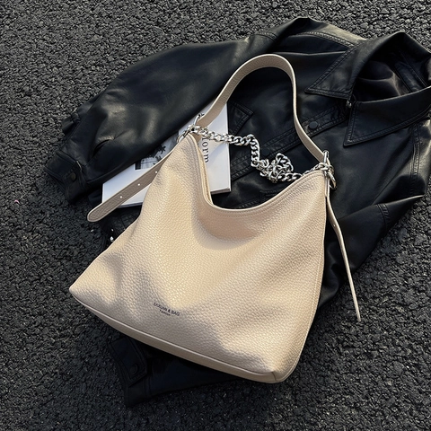 Damen Crossbody Tasche Große Kapazität PU Leder Litschikorn Hobo Beuteltasche Mit Metallkette Für Tägliche Street Fashion