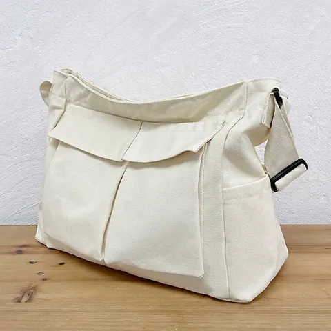 Sac Fourre-Tout en Toile Grande Capacité pour Femmes Sac Bandoulière Utilitaire Multi Poches Minimaliste Décontracté pour École