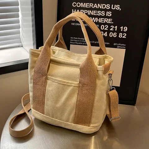 Damen Casual Canvas Tragetasche Große Kapazität Minimalistische Handtasche Mit Verstellbarem Gurt Umhängetasche Für Den Alltag