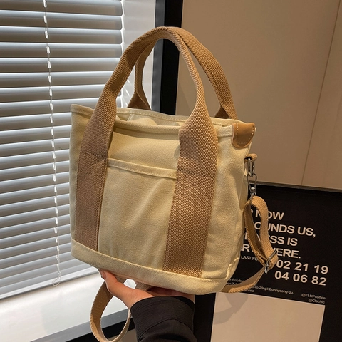 Damen Casual Canvas Tragetasche Große Kapazität Minimalistische Handtasche Mit Verstellbarem Gurt Umhängetasche Für Den Alltag