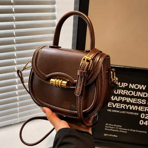 Vintage PU Leder Sattel Umhängetasche Für Damen Mode Kleine Handtasche Mit Metallschloss Elegante Schultertasche Für Tägliches Pendeln Reisen