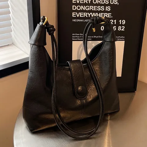 Borsa Tote da Donna Retro in Pelle PU Grande Capacità Tracolla a Nodo Vintage Borsa a Tracolla per Pendolarismo Quotidiano