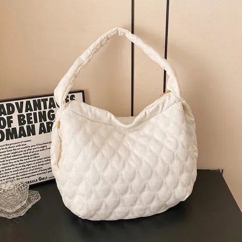 Große Gesteppte Tragetasche Für Damen Aus Nylon Mit Wellenmuster Schultertasche Für Den Arbeitsweg Mode Hobo Tasche