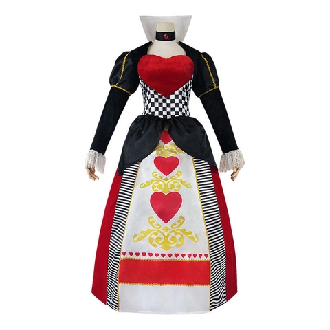 Costume Cosplay Regina Di Cuori Velluto Poliestere Collo Alto Vestito Lungo Per Halloween Mascherata Donna Gotico Fantasy