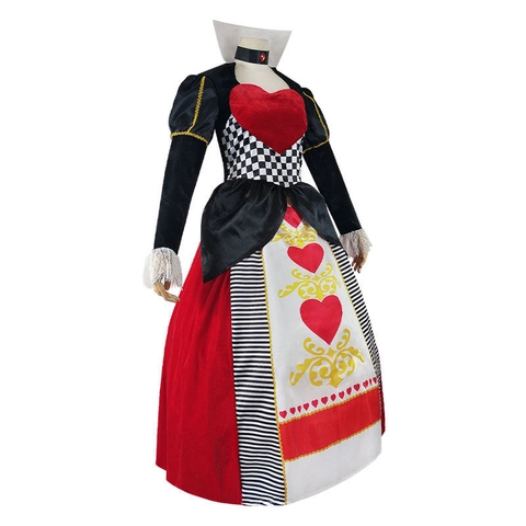 Costume Cosplay Regina Di Cuori Velluto Poliestere Collo Alto Vestito Lungo Per Halloween Mascherata Donna Gotico Fantasy