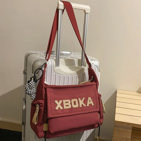 Women Nylon Messenger Bag Large Capacity XBOKA Letter Crossbody Bag Casual Urban Simple Tote Bag For Daily Travel Work