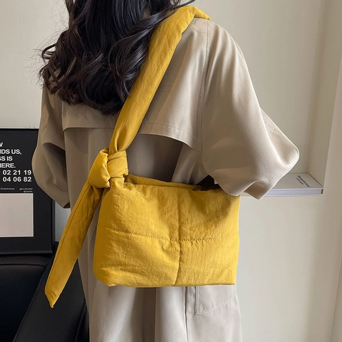 Borsa Tote Trapuntata da Donna Grande Capacità Tracolla con Nodo Borsa a Spalla Imbottita Casual per Pendolari