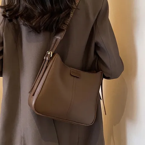 Sac Seau pour Femmes en Cuir PU Avec Large Bandoulière à Motif Géométrique Sac à Bandoulière Tendance Style Coréen