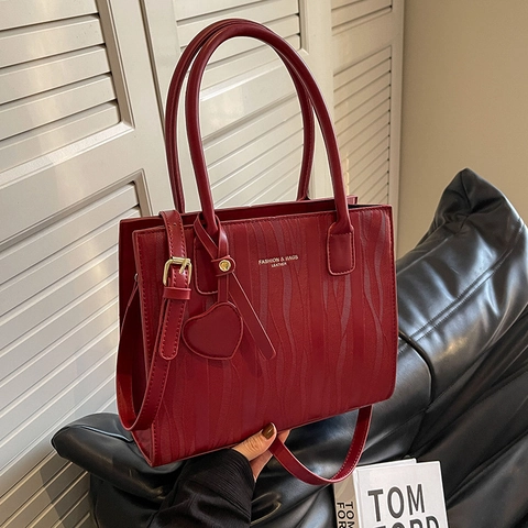 Elegante Borsa a Mano in Pelle PU con Motivo a Onde e Pendente a Cuore Per Matrimonio Sposa Damigella d'Onore Festa Donna