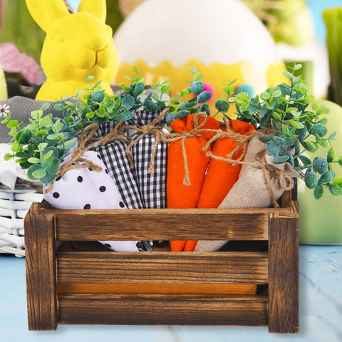 Decorazioni Appese a Forma di Carota in Tessuto Pasquale Quadri Pois Stampa Ornamenti Vegetali Casa Festa Pastorale