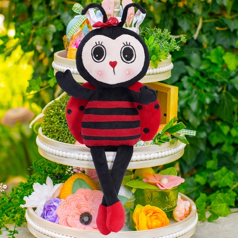 Cute Long Legged Ladybug Plush Doll Soft Polyester Cartoon Ladybug Stuffed Animal Toy For Home Party Decor Birthday Gift