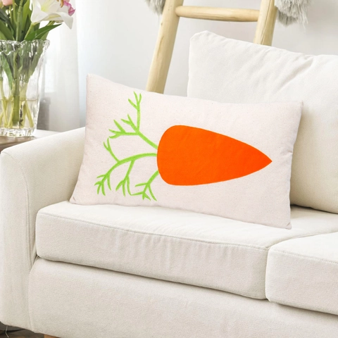 Ostern Karotte Deko Kissen Mit Kern Süßes 3D Muster Rechteckiges Beige Kissen Für Zuhause Sofa Wohnzimmer Bettwäsche Ostern Deko